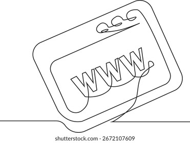 Continuous drawing of one line of an web site. Web concept. Web site. Vector illustration