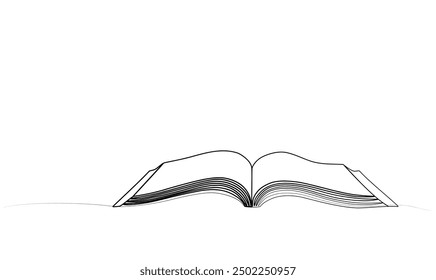 continuous drawing of an open book in one line. vector