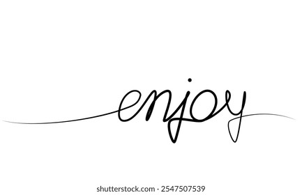 continuous drawing of the phrase enjoy with one line. vector