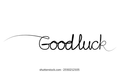 continuous drawing of the phrase Good luck with one line. vector