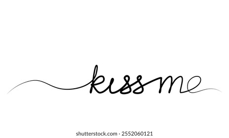 continuous drawing of the phrase kiss me in one line. vector illustration