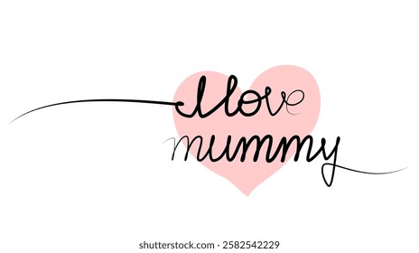 continuous drawing of the phrase I love mother in one line. vector illustration