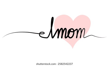 continuous drawing of the phrase I love mother in one line. vector illustration