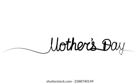 continuous drawing of the phrase Mother's Day in one line.