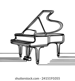 continuous drawing of a piano in one line