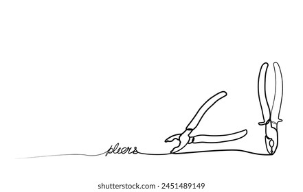 Endloszeichnung einer Zange mit einer Linie. Vektorillustration. Muster
