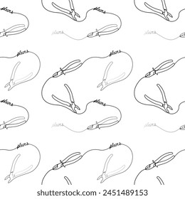 continuous drawing of pliers with one line. vector illustration. pattern