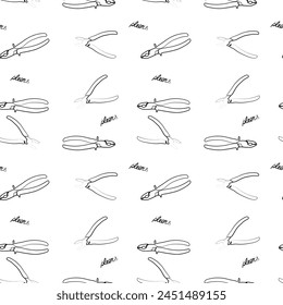 continuous drawing of pliers with one line. vector illustration. pattern