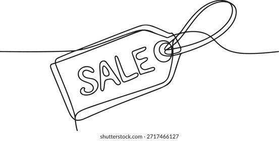 continuous drawing of price tag in one line, Sale label, one line art, one line Art icon drawing
