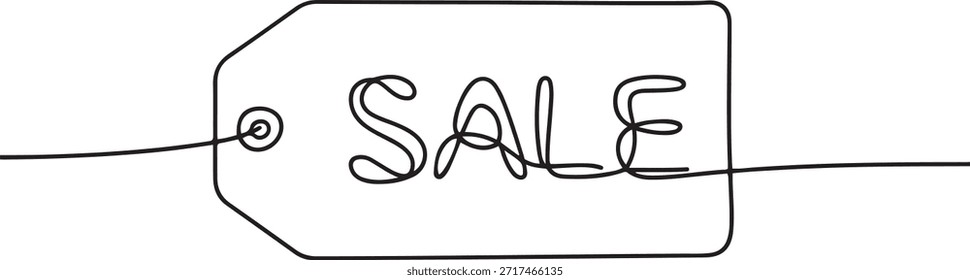continuous drawing of price tag in one line, Sale label, one line art, one line Art icon drawing
