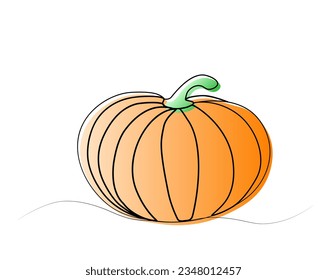 Continuous drawing of a pumpkin with one line.