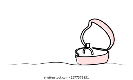 continuous drawing of rings in a box in one line. vector