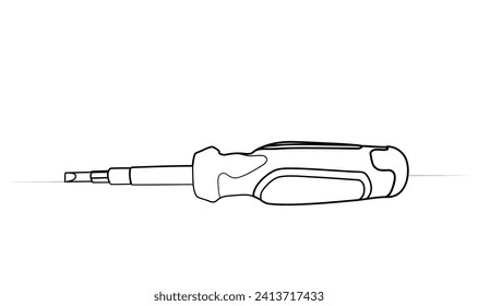 continuous drawing of a screwdriver in one line. vector illustration