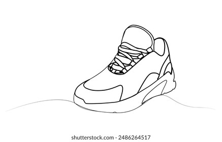 continuous drawing of shoes in one line. vector