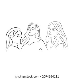 continuous drawing single line art of woman face moment