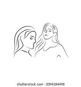 continuous drawing single line art of woman face moment