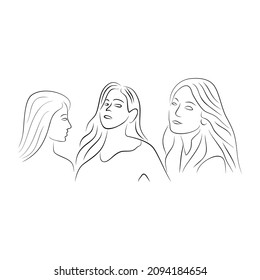 continuous drawing single line art of woman face moment