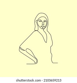 continuous drawing single line art of woman face
