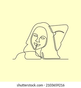 continuous drawing single line art of woman face
