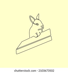 continuous drawing single line art of rabbit
