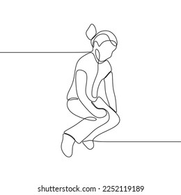 dibujo continuo ilustración de una línea de arte bello estilo mujer salto