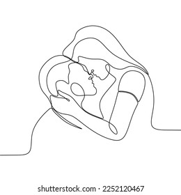 continuous drawing single line art illustration romantic young couple