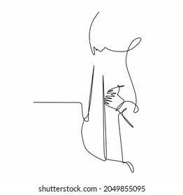 continuous drawing of a single line of a musician playing the piano keys in close-up