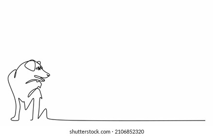 continuous drawing of a single line silhouette of a dog