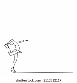 continuous drawing of a single line silhouette of a woman on ice