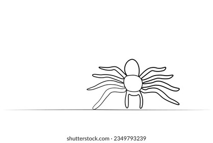 continuous drawing of a spider with one line. Haloween or thanksgiving design decoration.