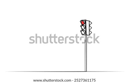 Continuous drawing of a traffic light with one line. vector illustration. line art