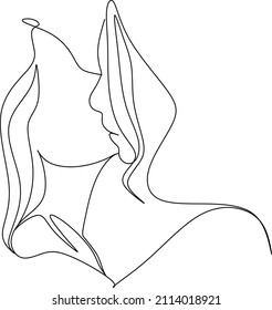 Continuous Drawing Of Two Lesbians Kissing Each Other