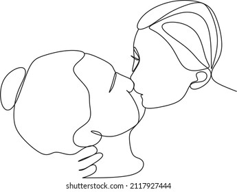 Continuous Drawing Of Two Lesbians Kissing Each Other