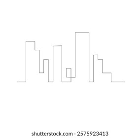 continuous drawing vector one line Panoramic landscape of Metropolis architecture. Hand drawn silhouette of skyscraper. Apartment building isolated minimalist illustration