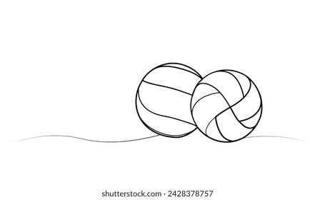 continuous drawing of a volleyball ball in one line. vector illustration