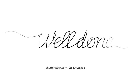 Dibujo continuo del bien hecho en una línea. Ilustración vectorial de una inscripción calinográfica