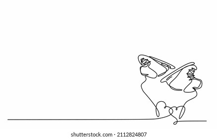 continuous drawing of winter skates on ice in close-up. Laces in the shape of a heart. The concept of love for figure skating