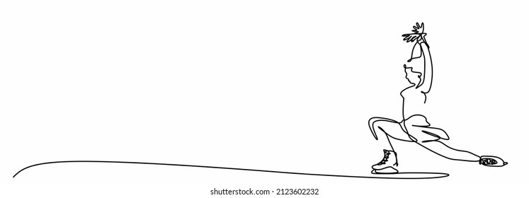 dibujo continuo de patines de invierno sobre el cierre de hielo