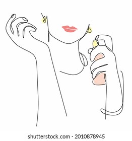 Continuous Drawing Womens Hands Perfume Bottle Stock Vector (Royalty ...