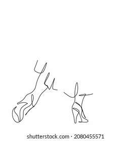 dibujo continuo de las piernas de las mujeres sobre tacones en el estilo minimalista
