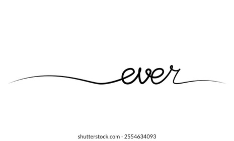 a continuous drawing of a word is always one line. vector illustration