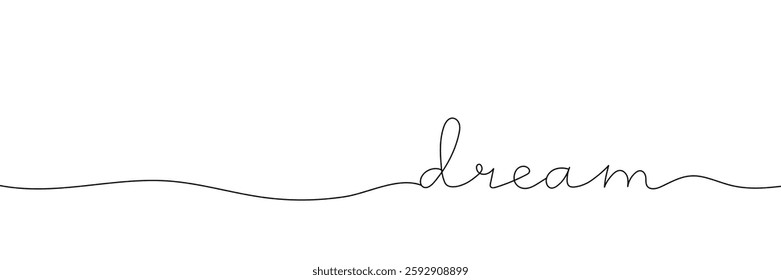 continuous drawing of the word dream in one line. vector