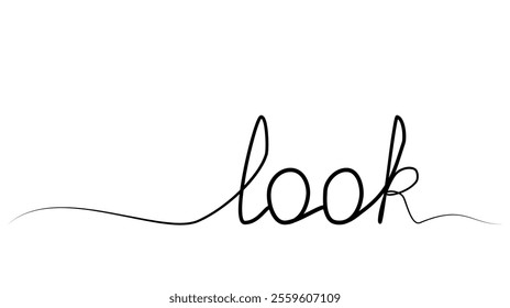 continuous drawing of the word look in one line. vector illustration
