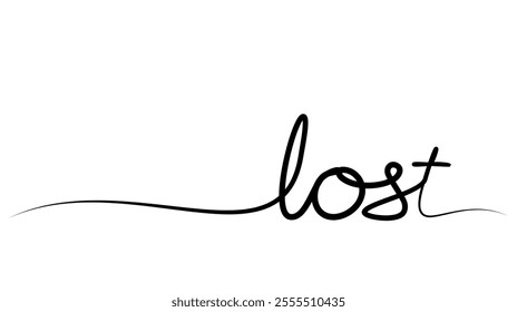 continuous drawing of the word lost in one line. vector illustration