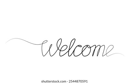 continuous drawing of the word welcome in one line. vector illustration