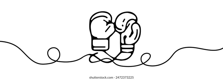 Continuous drawn one line of the boxing gloves. Vector illustration.