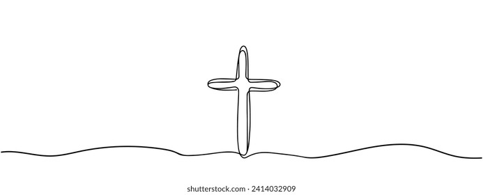 Kontinuierlich eine Linie des religiösen Symbols gezeichnet. Vektorgrafik.