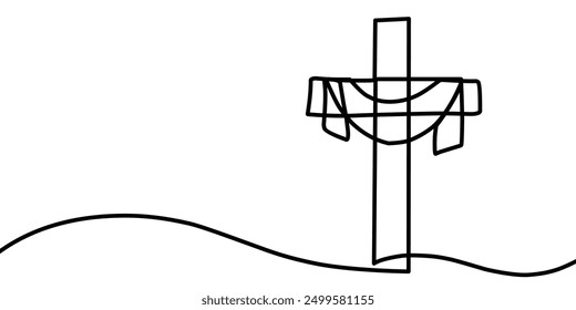 Continuous drawn one line of the symbol of religion. Doodle vector ilustration