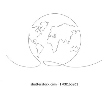 Continuous Earth line drawing stock vector illustration isolated on white background