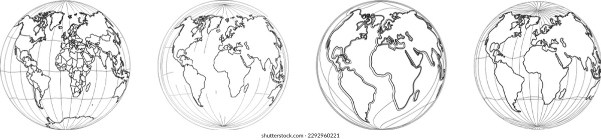Símbolo continuo de dibujo de la línea terrestre. Mapa mundial de una línea de arte. La insignia dibujada a mano en el planeta Tierra. Ilustración vectorial de existencias aislada en fondo blanco